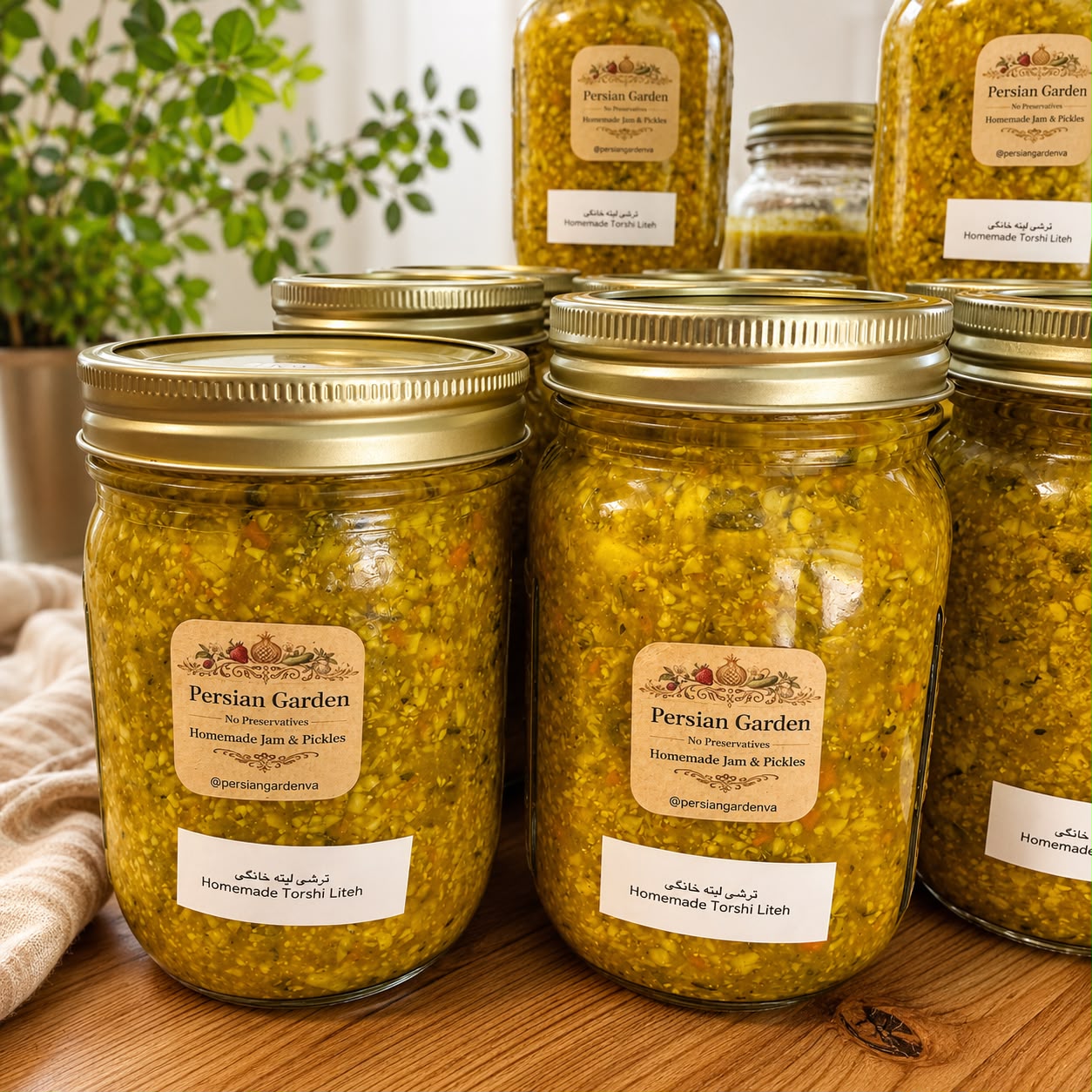 Liteh Pickles — Persian Garden homemade torshi liteh jars